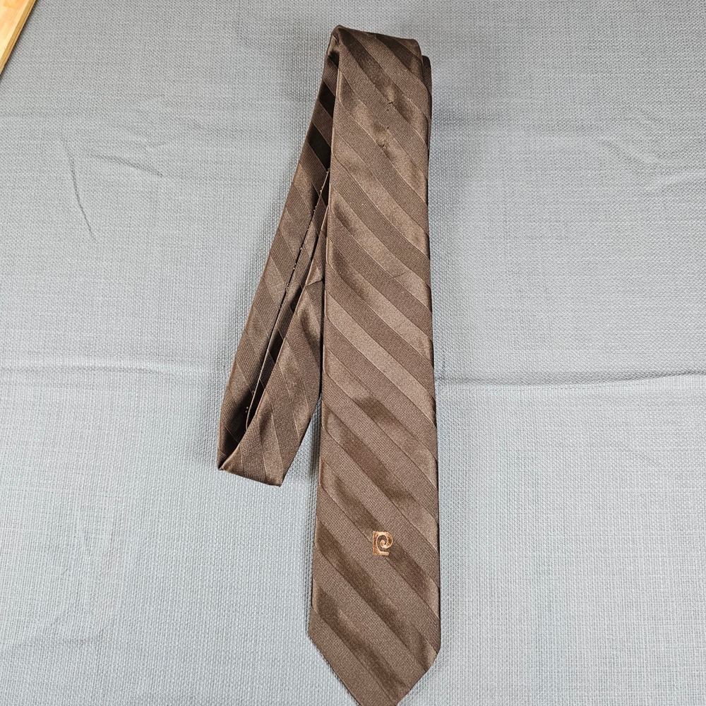 Pierre Cardin Tie‎ Brown Striped Necktie Menswear Classic Formal